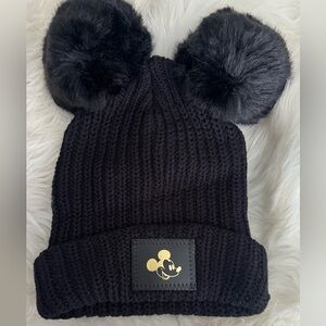 Love Your Melon Disney Mickey Mouse Black Double Pom Beanie